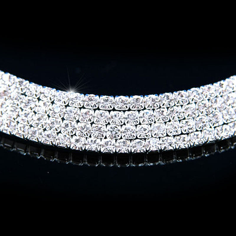 Bridal Wedding 4 Row Crystal Rhinestone Flat Choker XC042-2