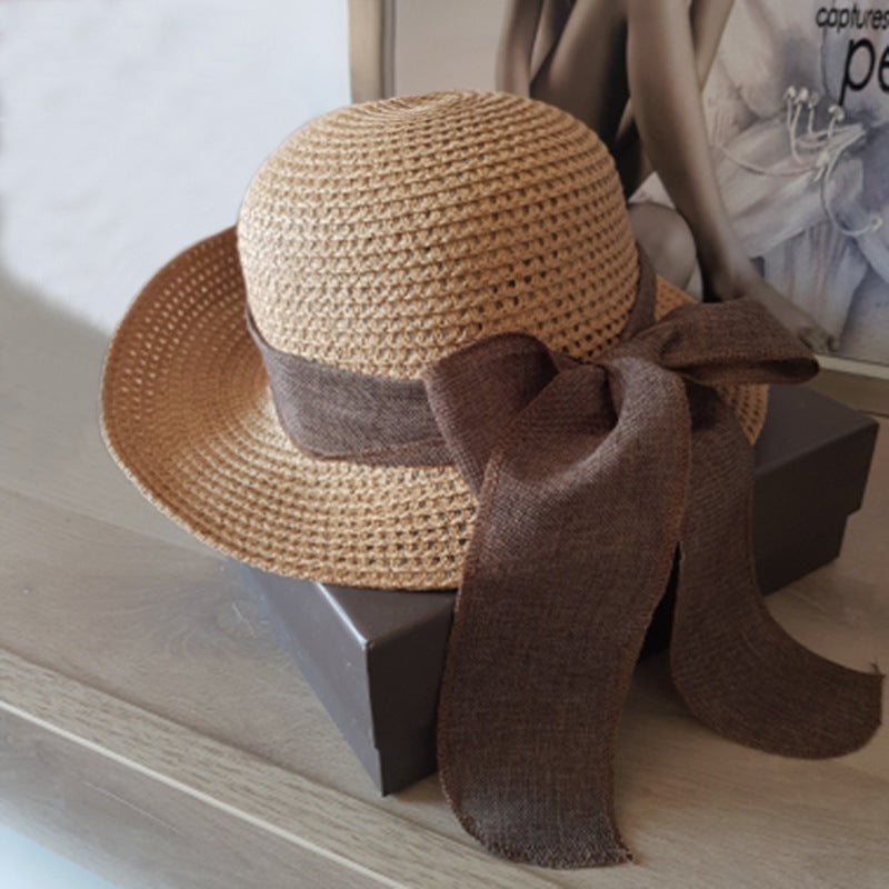 Fashion Bow Knot Beach Sun Hat Women's Foldable Basin Hat