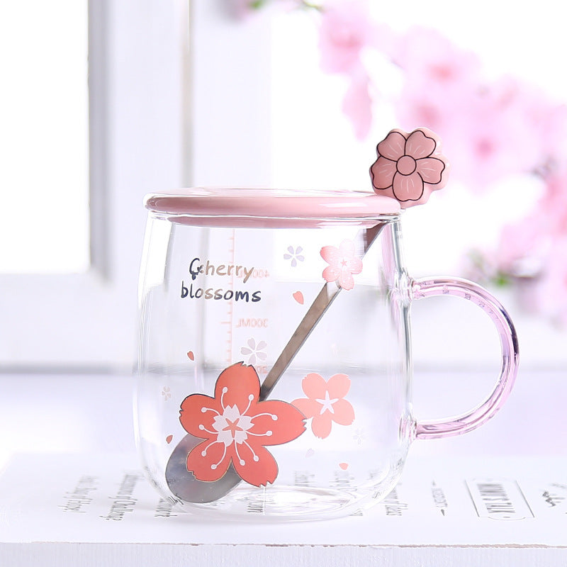 Household Glass Mug With Spoon Cover