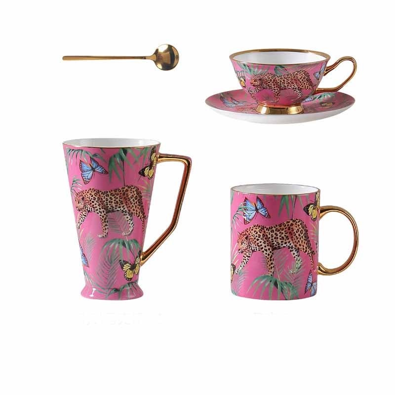 Large Capacity Bone China Coffee Mug Set