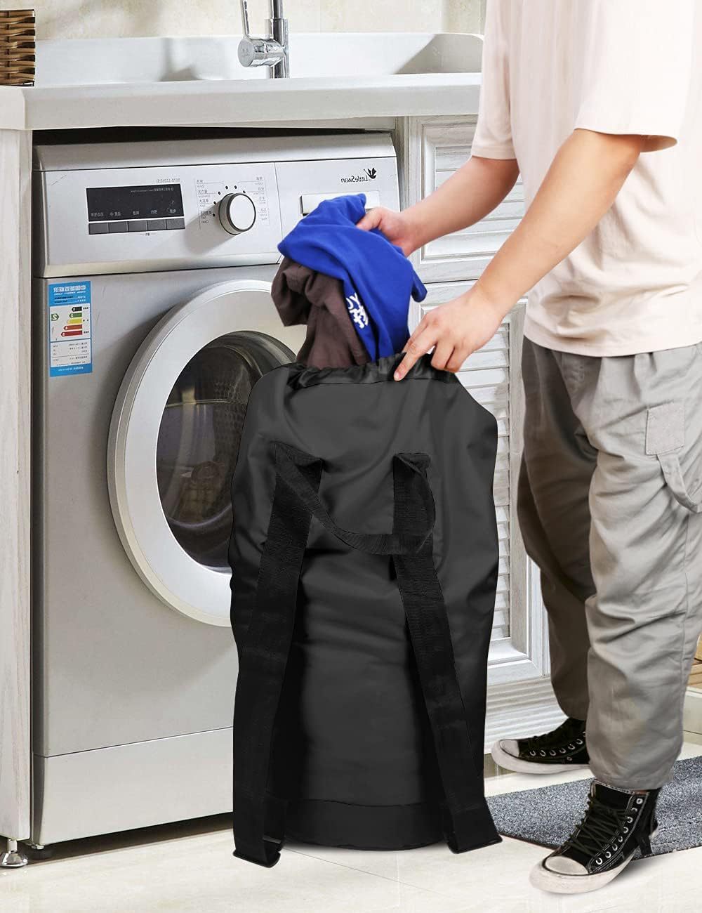 Sand-free Waterproof Oxford Cloth Drawstring Large Capacity Foldable Double-shoulder Travel Laundry Carrier JFA UNIjuntos Entreprise