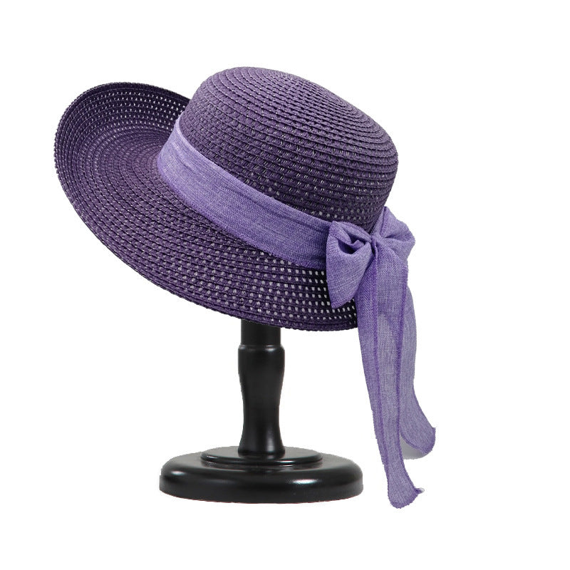 Fashion Bow Knot Beach Sun Hat Women's Foldable Basin Hat