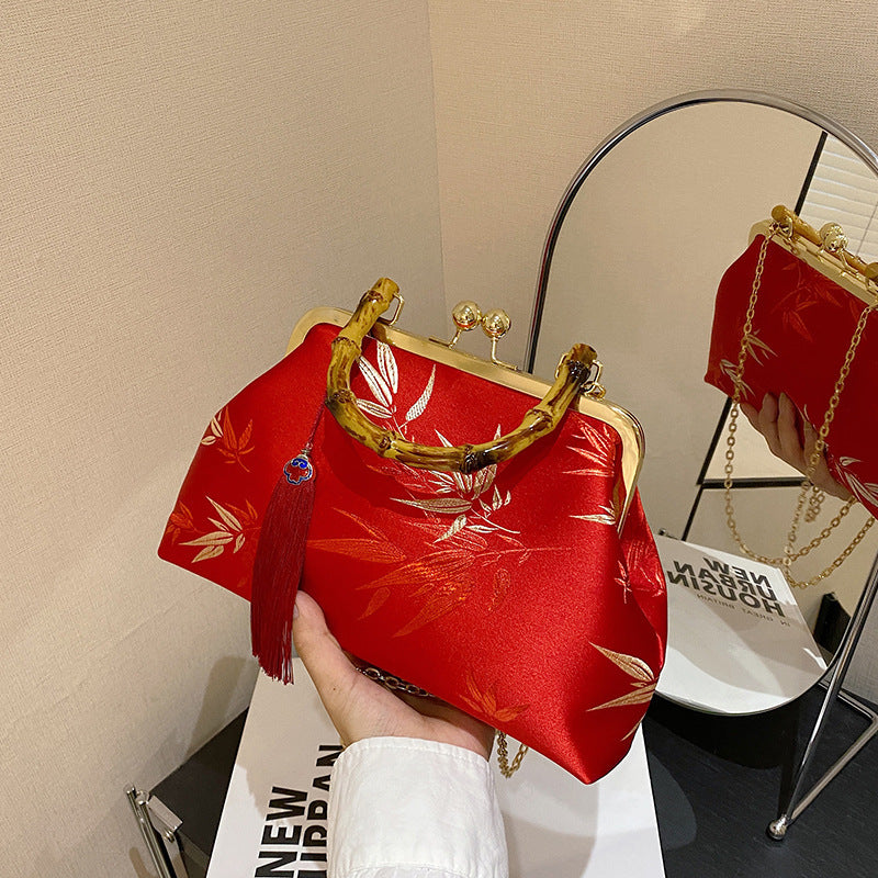 Sac à bandoulière portable brodé style chinois rétro de style ethnique Cheongsam