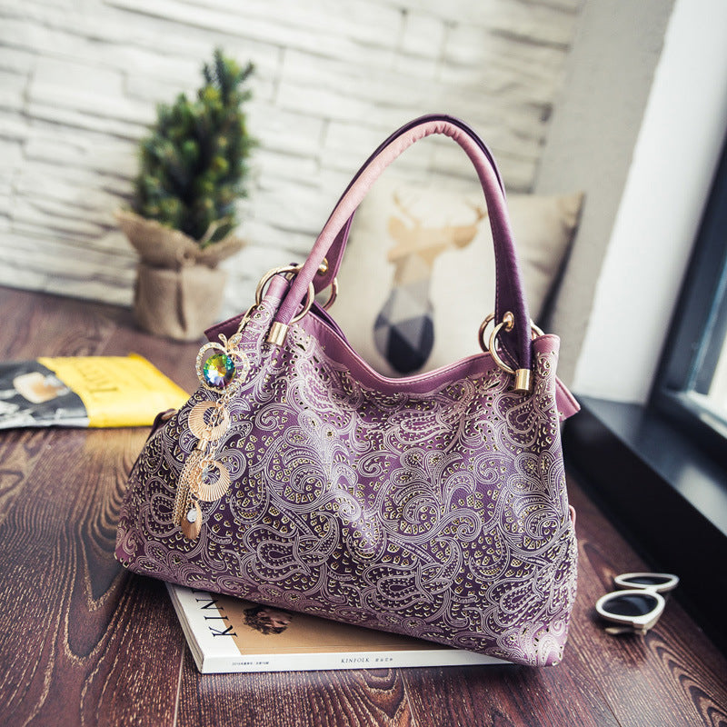 Large Capacity Hollow Peacock Pattern Shoulder Bag Store Hive UNIjuntos