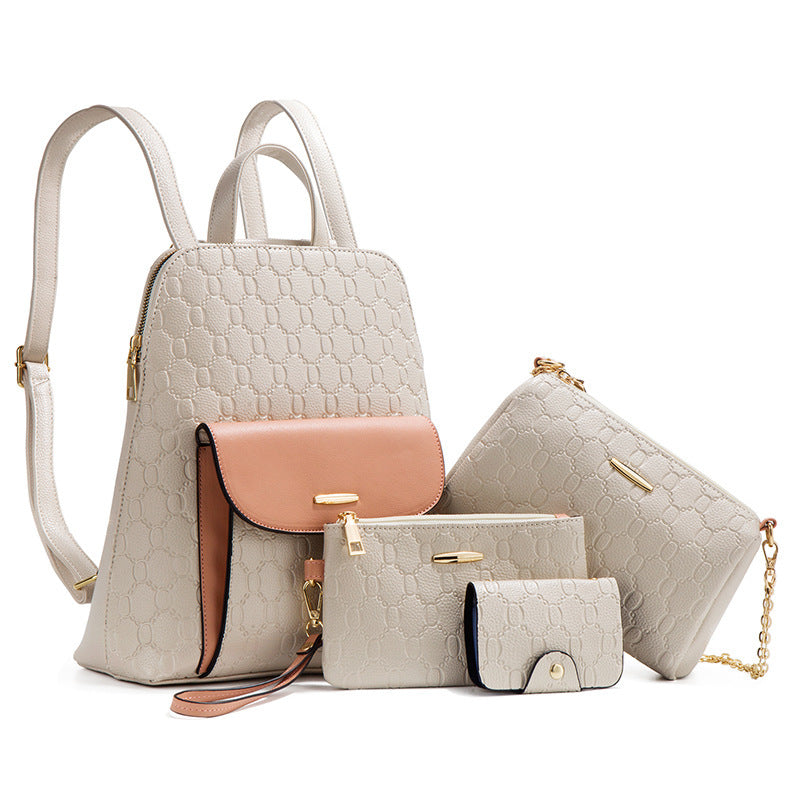 Diagonal Cross Double Shoulder Simple Large Capacity Chain Four Piece Mother's Bag For Women