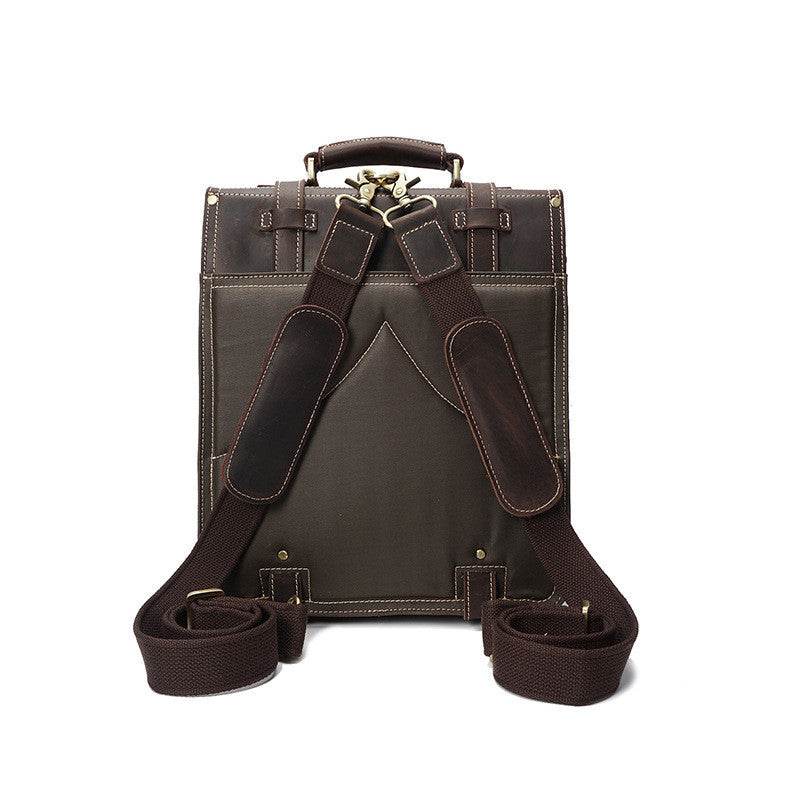 Men's Fashion Vintage Crazy Horse Leather Backpack