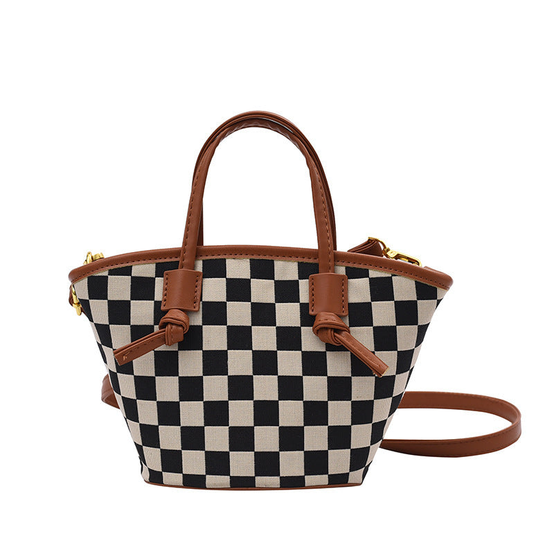 Winter Checkerboard Bucket Bag Fashion Check Handbag