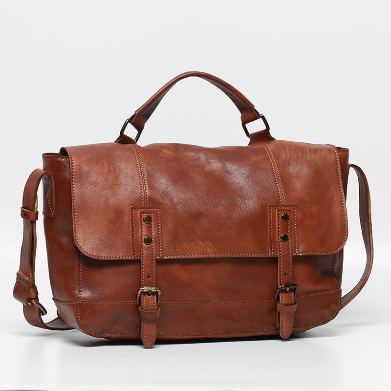 Polished Vintage Leather Top Layer Cowhide Messenger Bag