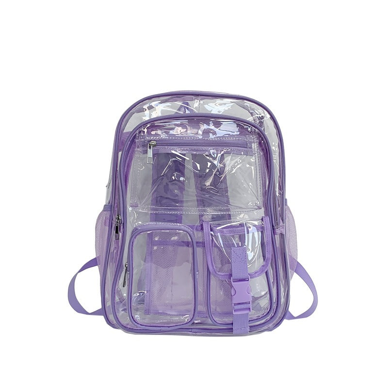 Sac à dos transparent PVC sac d'école d'étudiant de grande capacité