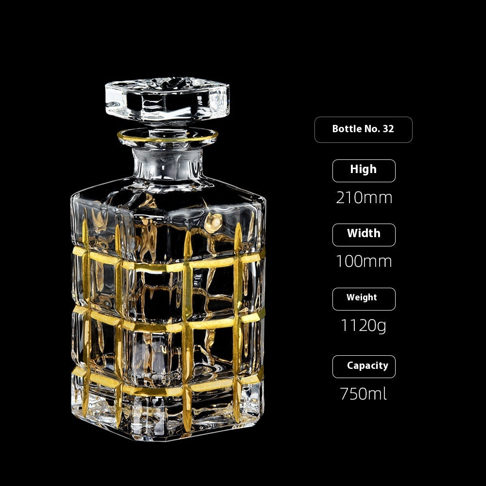Gold Drawing Line Foreign Wine Bottle Crystal Glass Creative Whiskey Bottle
