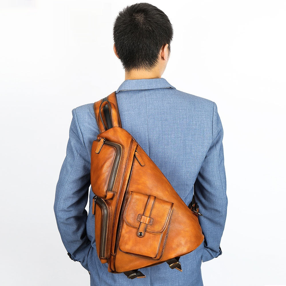 Casual Shoulder Crossbody First Layer Cowhide Sports Chest Bag JFA UNIjuntos Entreprise