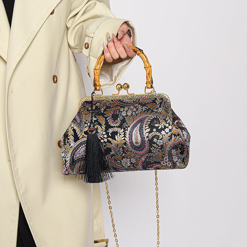 Vintage Dinner Silk Satin Chinese Clutch Bag Handbag