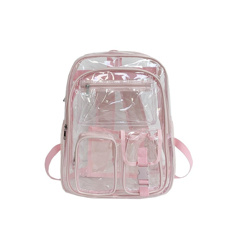 Sac à dos transparent PVC sac d'école d'étudiant de grande capacité