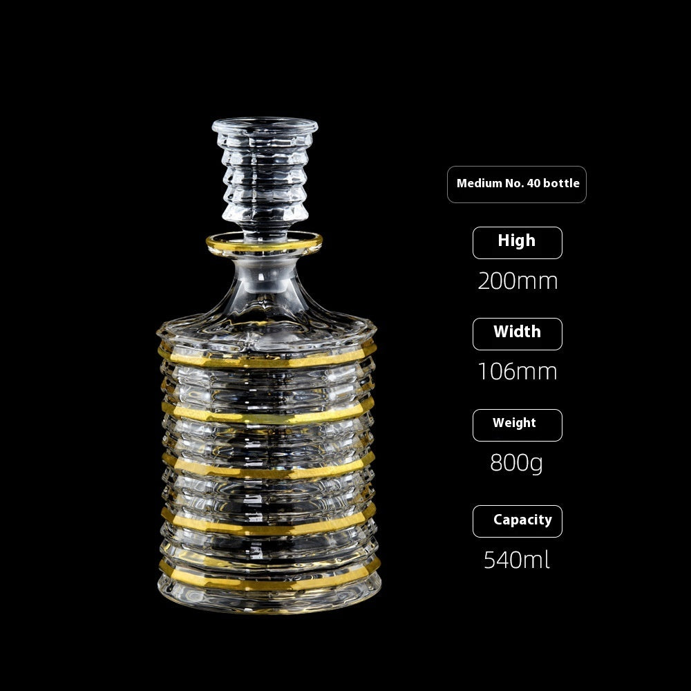 Gold Drawing Line Foreign Wine Bottle Crystal Glass Creative Whiskey Bottle