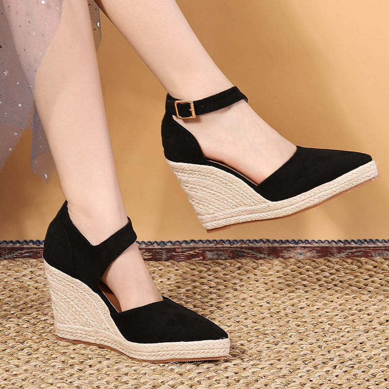 Pointed Toe Wedge Pumps Platform High Heel Hollow Women's Shoes Store Hive UNIjuntos