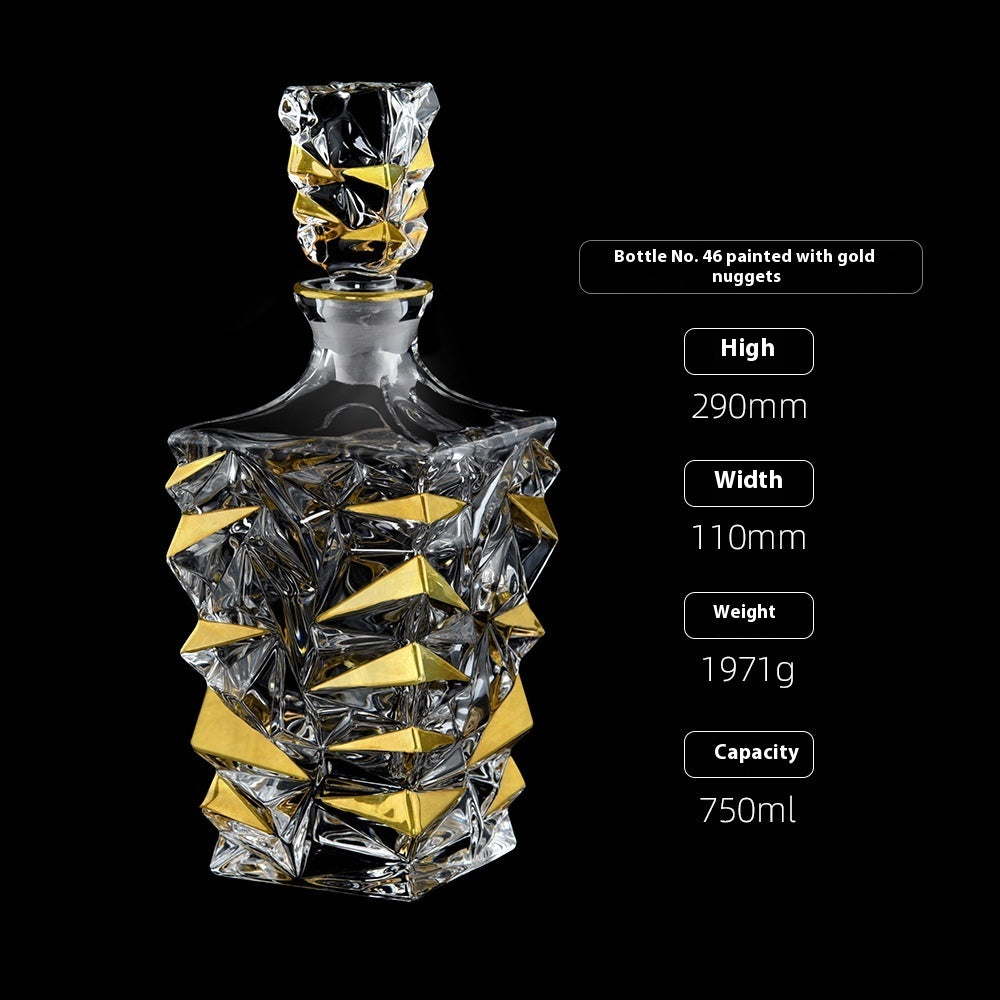 Gold Drawing Line Foreign Wine Bottle Crystal Glass Creative Whiskey Bottle