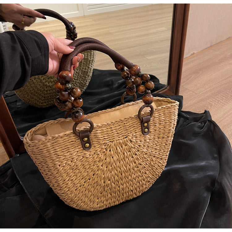 Plaited Women's Bag Beach Holiday Handbag Large Capacity Casual Semicircle JFA UNIjuntos Entreprise
