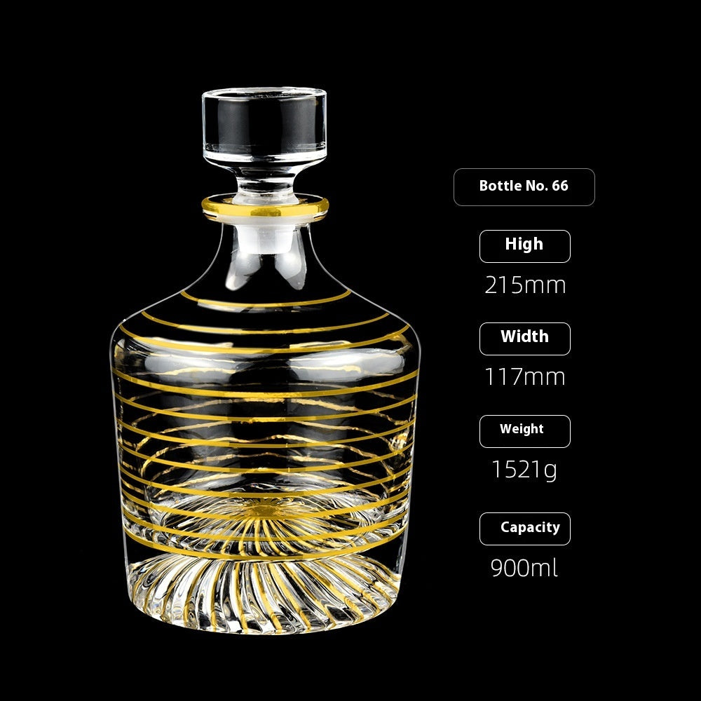 Gold Drawing Line Foreign Wine Bottle Crystal Glass Creative Whiskey Bottle
