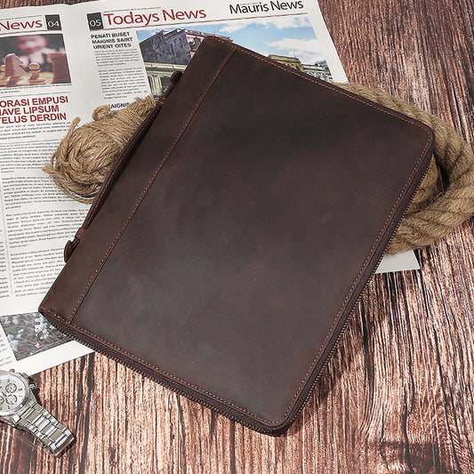 Vintage Crazy Horse Leather Handbag Tablet Computer Leather Sleeve