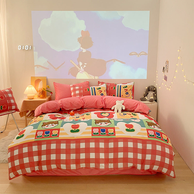 Three-piece Thermal Flannel Sheet And Quilt Cover