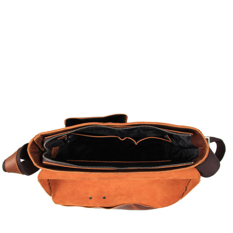 Men's Retro Casual Top Layer Leather Large Capacity One Shoulder Messenger Bag