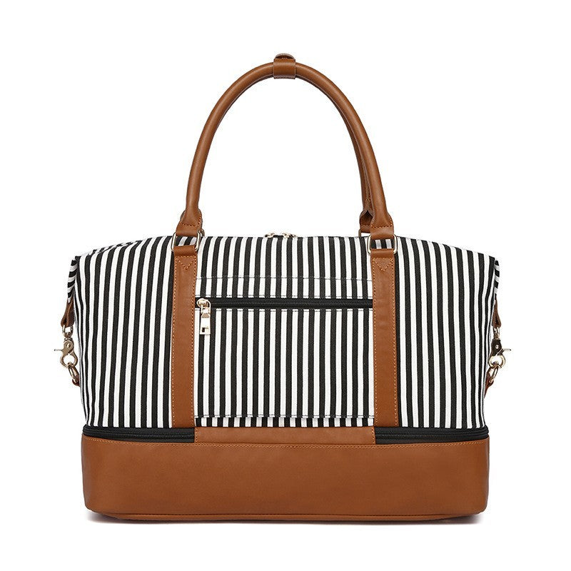 Women's Hand-carrying Travel Bag Striped Canvas