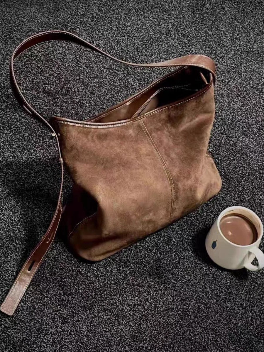 Retro Matte Suede Shoulder Bag