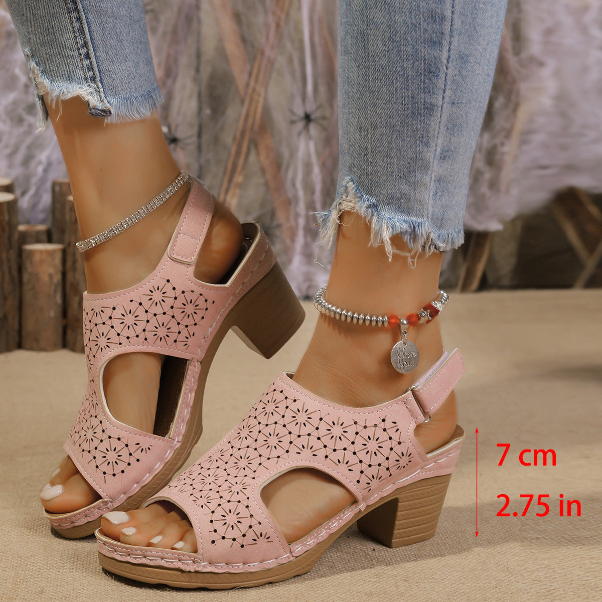 Women's High-heeled Sandals Plus Size Thick-soled Peep Toe Sandals