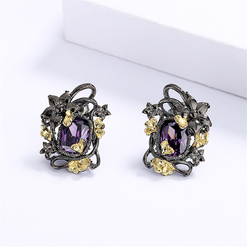 Retro Light Luxury Amethyst Earrings Women