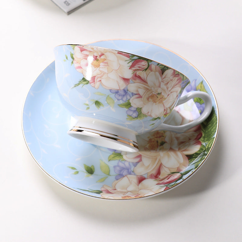 European Gold Foil Bone Porcelain Coffee Set Suit