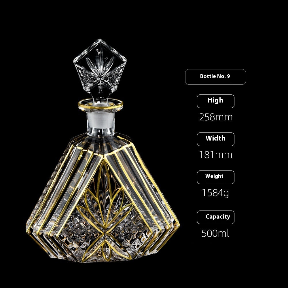 Gold Drawing Line Foreign Wine Bottle Crystal Glass Creative Whiskey Bottle