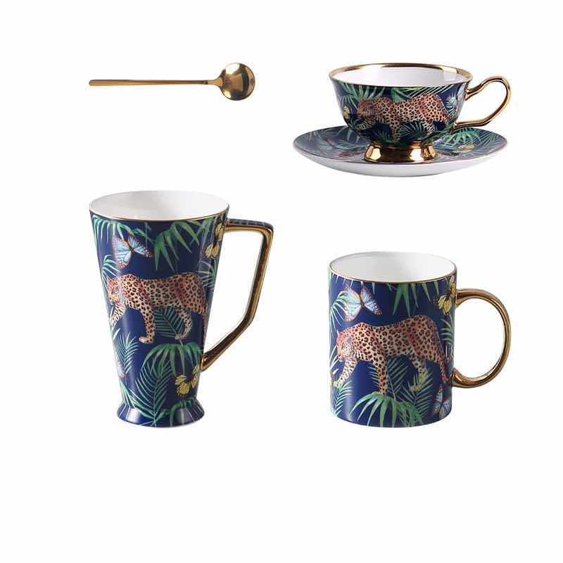 Large Capacity Bone China Coffee Mug Set