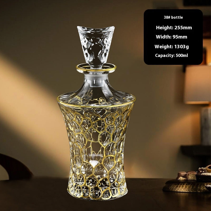Gold Drawing Line Foreign Wine Bottle Crystal Glass Creative Whiskey Bottle