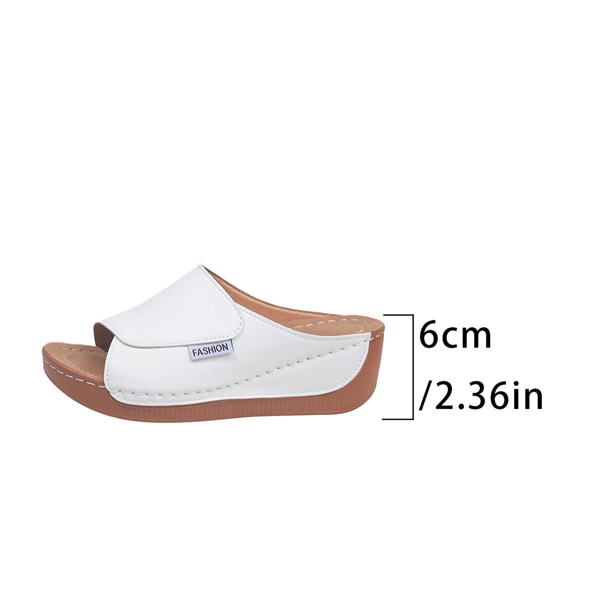Summer Wedge Slides Slippers Fashion Fish Mouth Thick Bottom Roman Shoes Solid Color Beach Sandals For Women