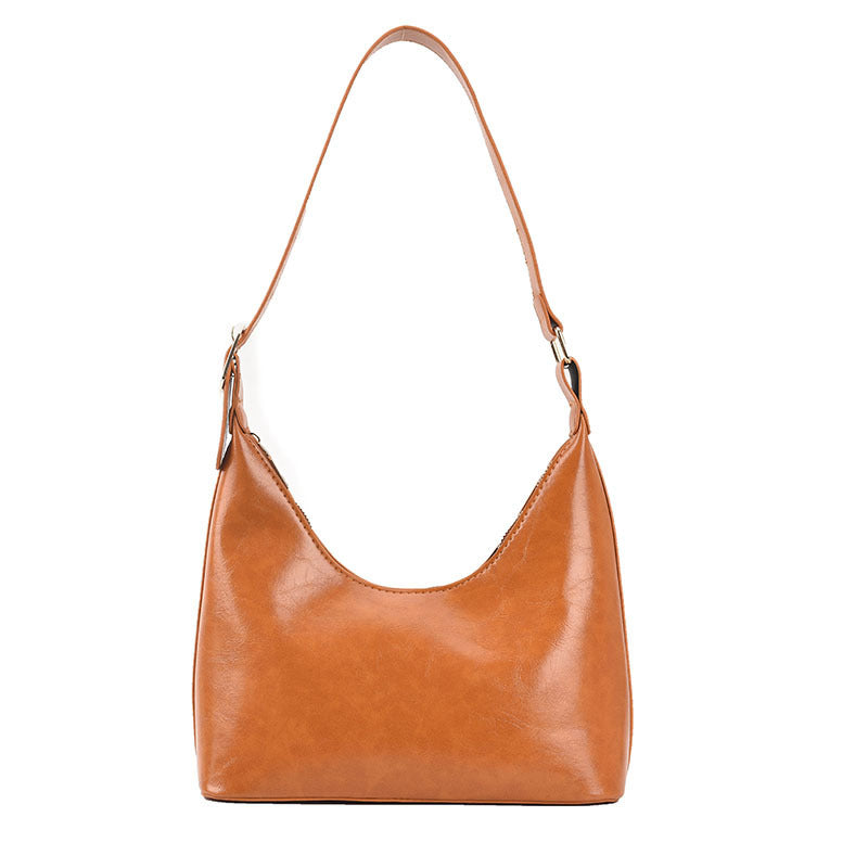 Fashion Women's Oil Wax PU Underarm Shoulder Bag