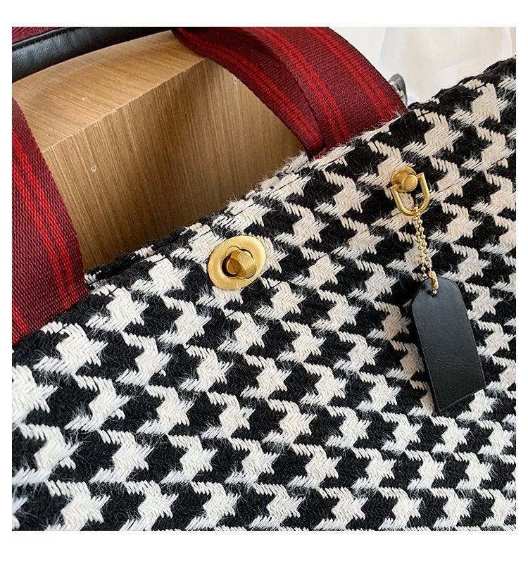 Fashion One Shoulder Canvas Plaid Handbag