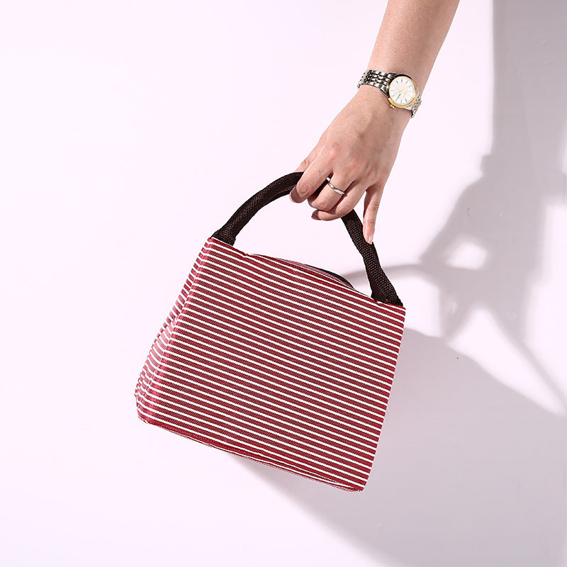 Portable Striped Aluminum Foil Insulation Bag Lunch Bag