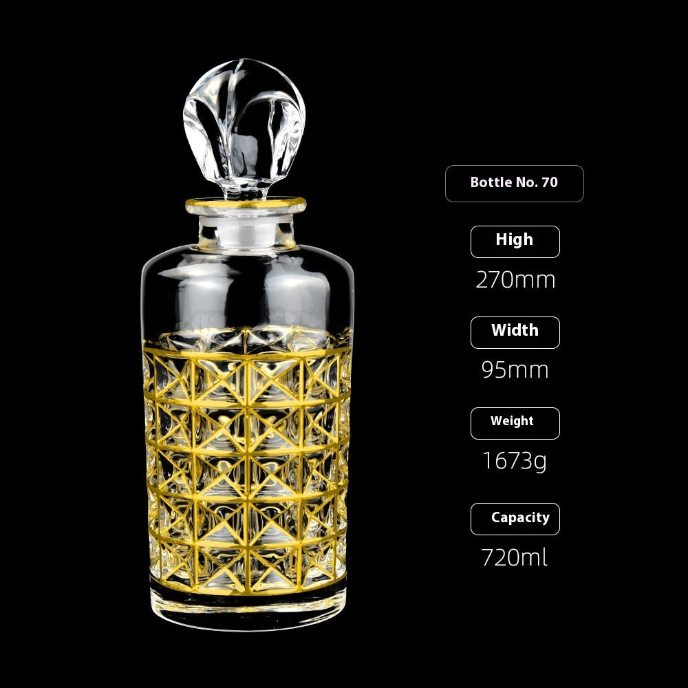 Gold Drawing Line Foreign Wine Bottle Crystal Glass Creative Whiskey Bottle