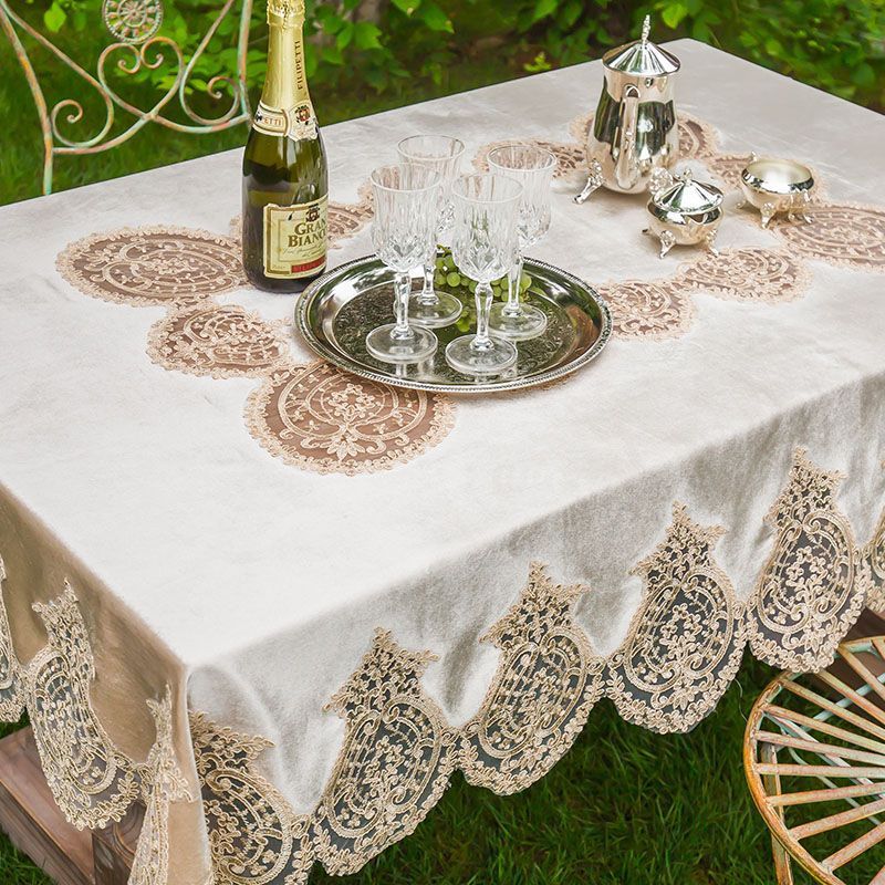 Pastoral Lace Embroidered Luxury European Tablecloth