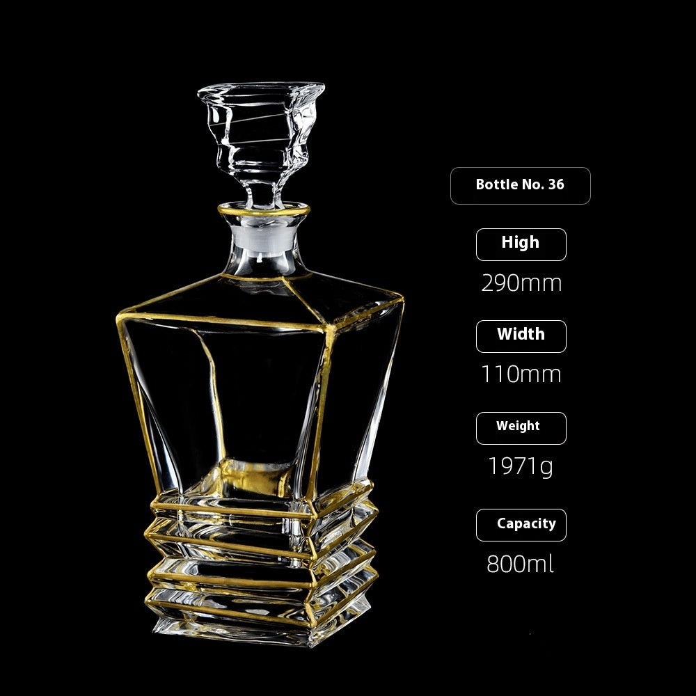 Gold Drawing Line Foreign Wine Bottle Crystal Glass Creative Whiskey Bottle