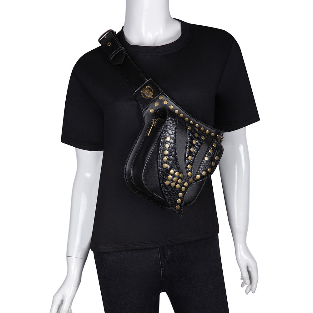 Girl Punk Studded Biker Chest Bag