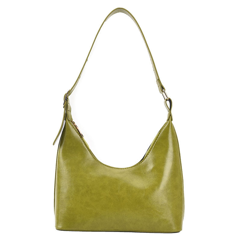 Fashion Women's Oil Wax PU Underarm Shoulder Bag