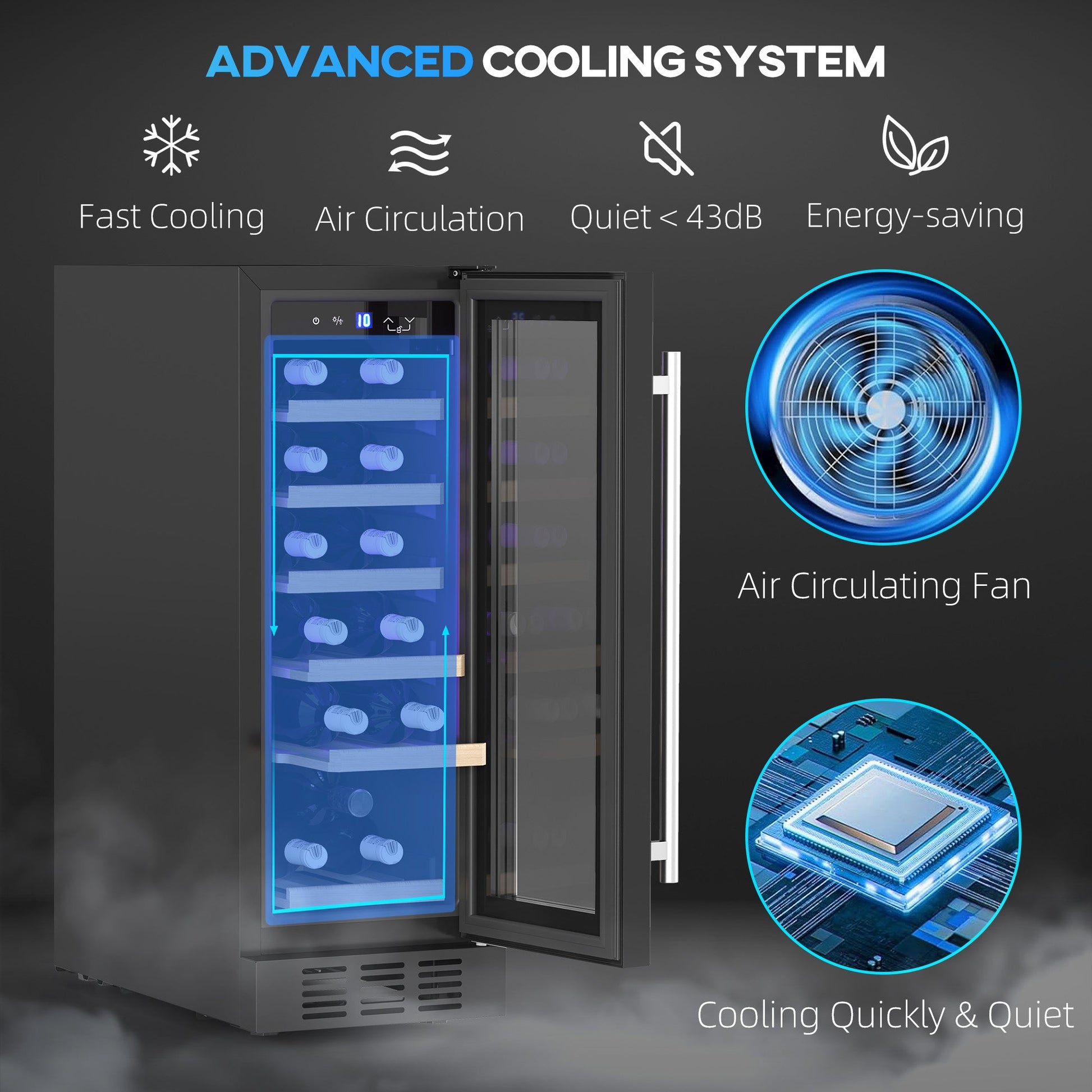 19 Bottle 5-18℃ Wooden Rack Wine Fridge - Black-3