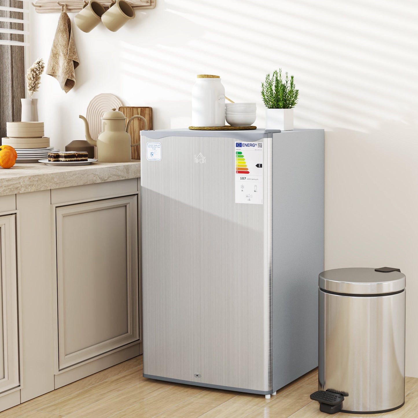 91L Freestanding Under-Counter Fridge with Lock - Grey-1