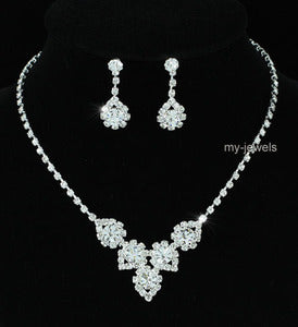 Bridal Wedding Sparkling Crystal Necklace Earrings Set XS1222-0
