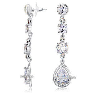 Bridal Wedding Pageant Created Diamond Dangle Earrings XE523-0