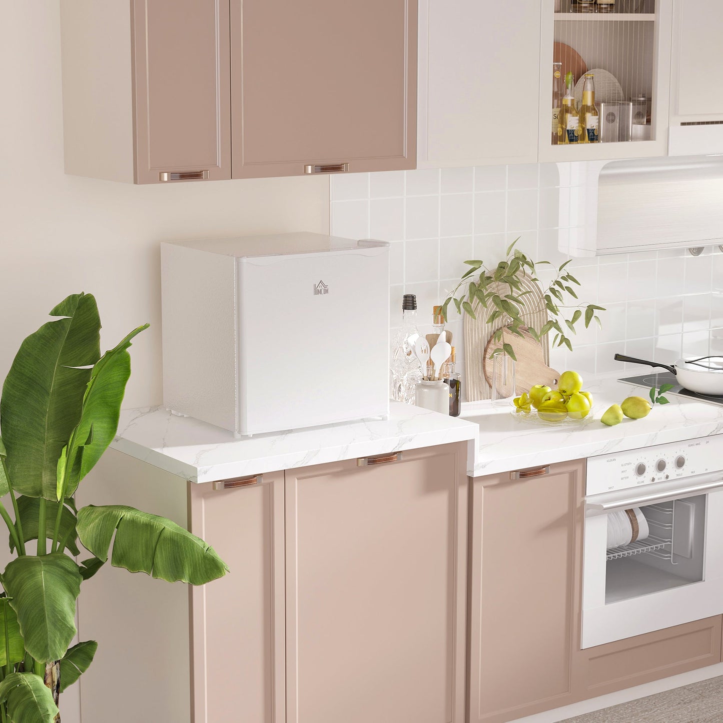 46L Countertop Mini Fridge with Chiller Box Adjustable Temperature - White-1