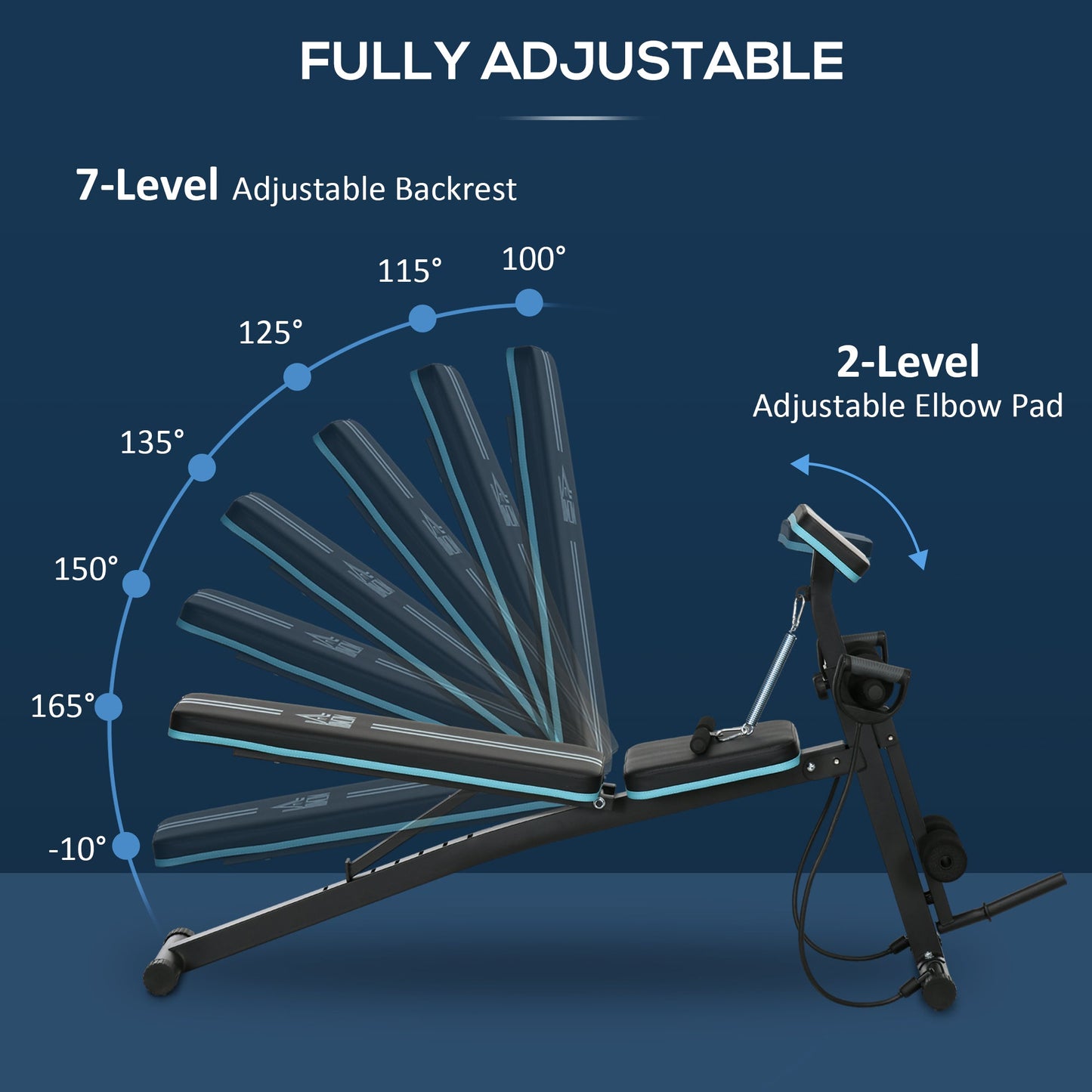 Adjustable Foldable Weight Bench with Padded Seat - Blue-3